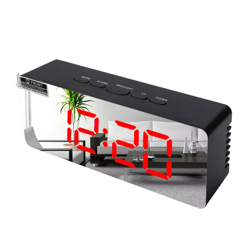 LED長方形シンプルミラー目覚まし時計